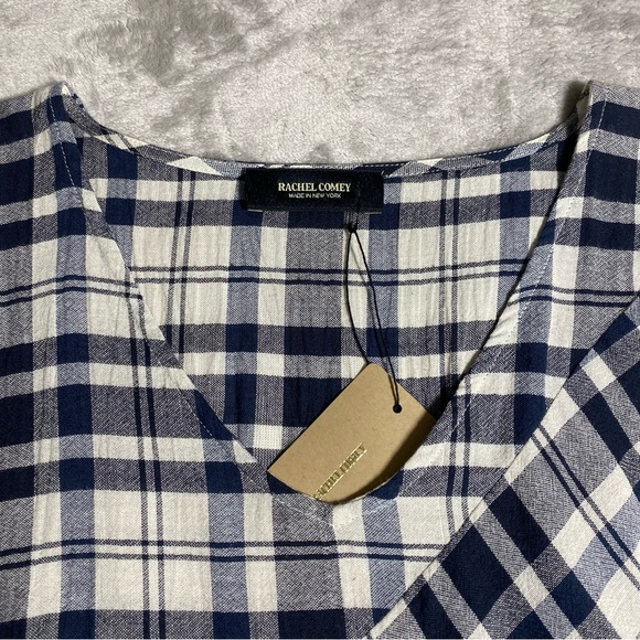NWT RACHEL COMEY sz 6 Grateful Midi Dress 100% Cotton Plaid V-neck Short Sleeve - Picture 6 of 16